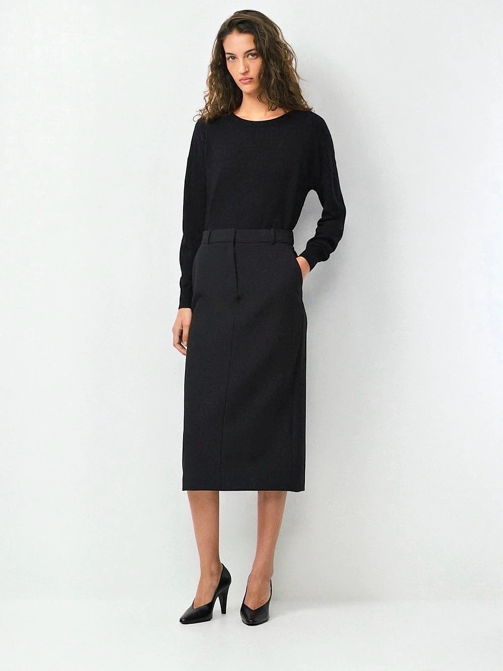 Babaton Chisel-Maxi Black Midi Skirt Size 10